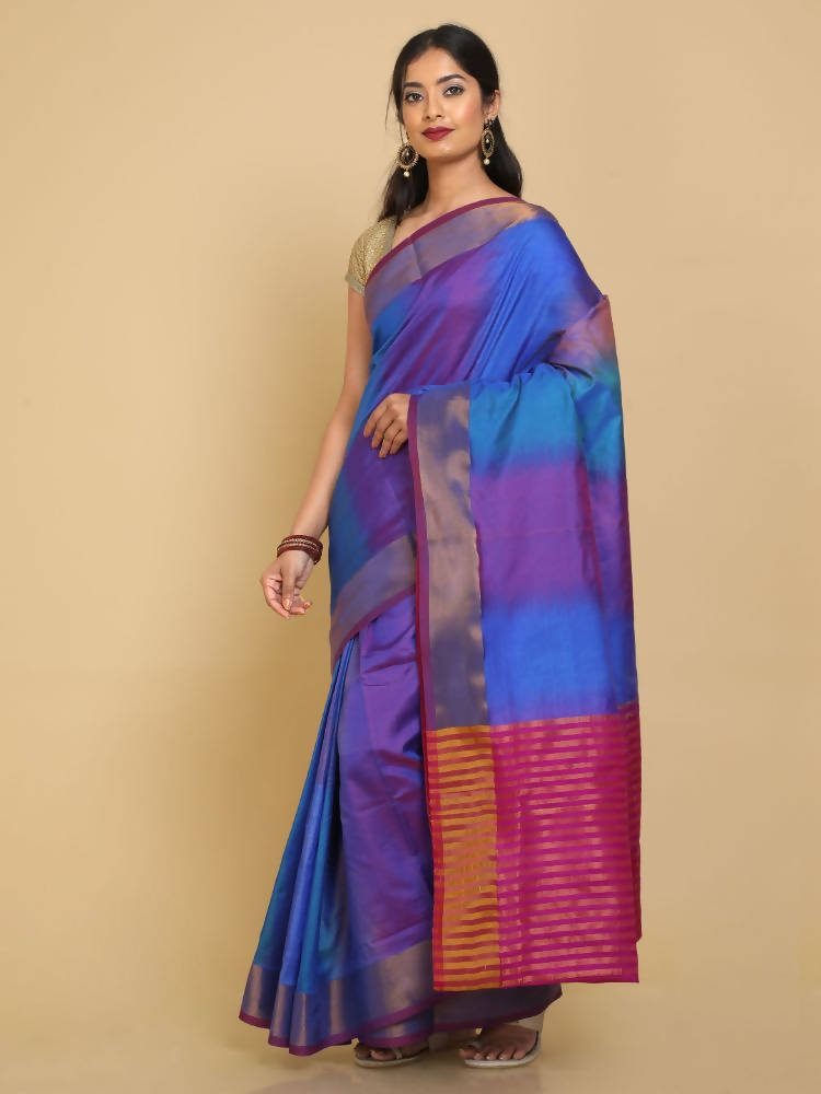 Kalamandir Ikkat Print Multi Uppada Saree With Pink Blouse