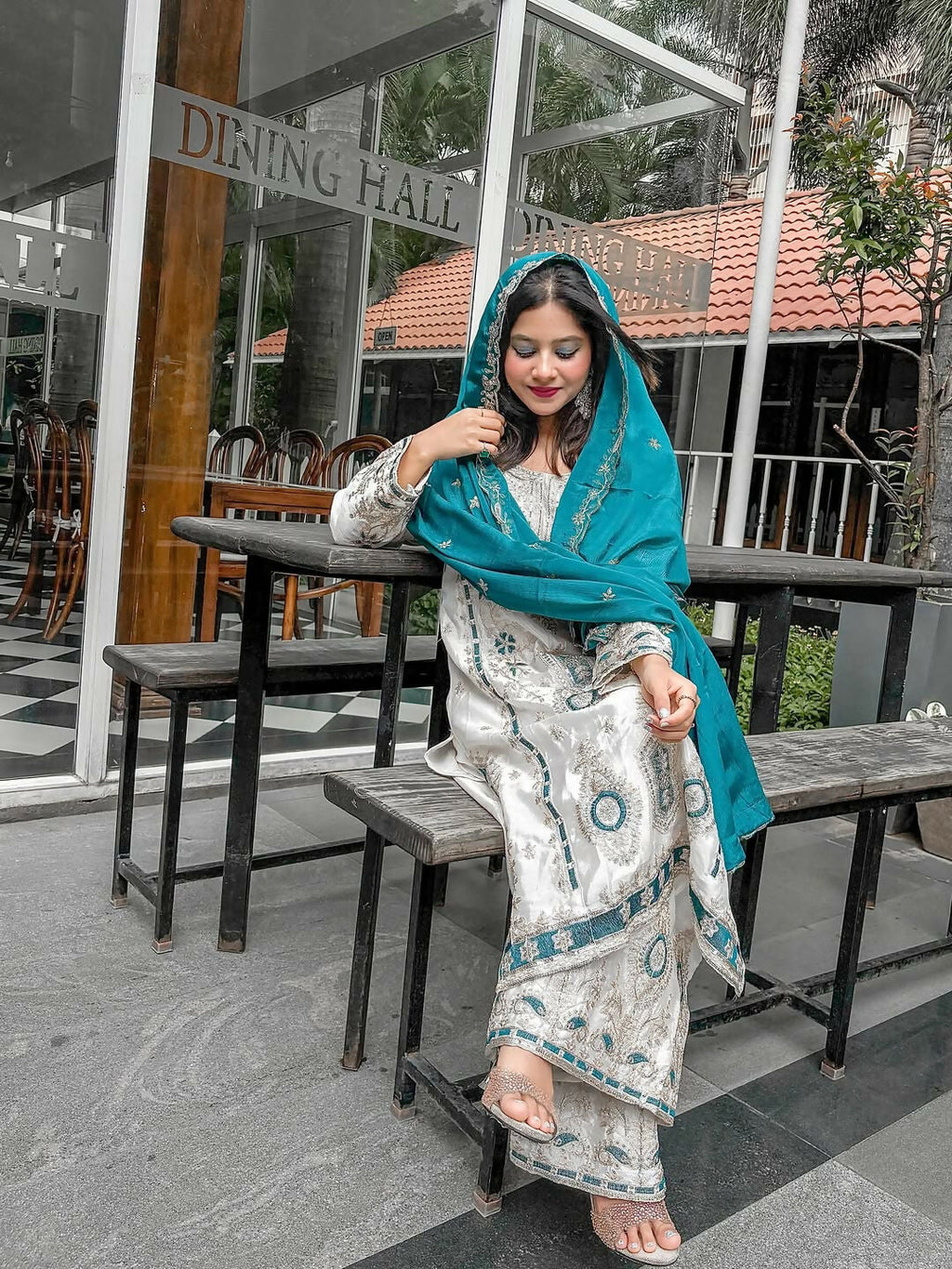Teeya Creation White Color Chinon Silk Party Wear Trending Palazzo Set - Distacart