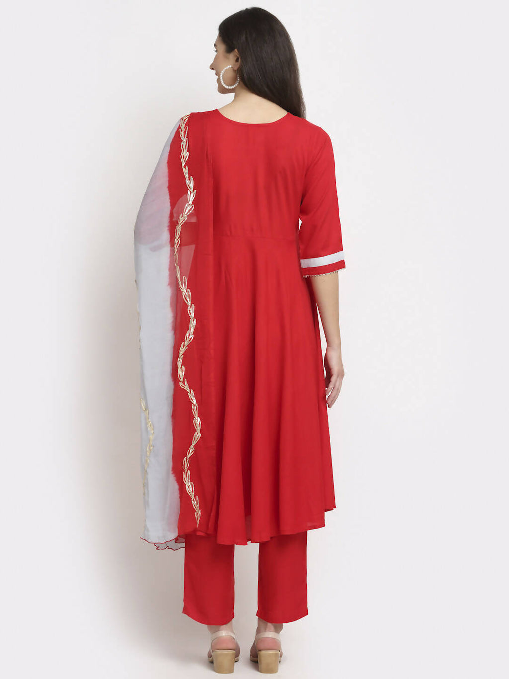 Rudra Bazaar Angrakha Red Kurti Set With Dupatta - Distacart