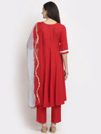 Rudra Bazaar Angrakha Red Kurti Set With Dupatta - Distacart