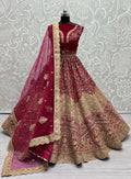 Jyoti Fashion Women's Rani Pink Velvet Fancy Dori & Sequins Multi Thread Embroidered with Diamond Work Wedding Lehenga Choli