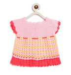 ChutPut Hand knitted Crochet Vibey Dress For Baby Girls - Pink