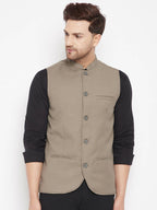Even Apparels Beige Merino Men Woven Nehru Jacket - Distacart