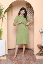 Miravan Womens Green Party Dress With Belt