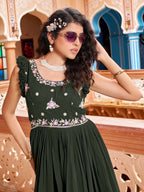 Joban Fashion Mehendi Readymade Dress With Sequins embroidery Work - Distacart