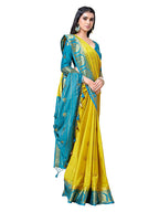Mimosa Women's Yellow Mysore Silk Crepe Saree With Blouse