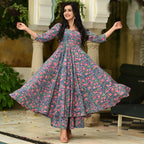 PartyWear Designer Blue and Pink Pure Maslin Palazzo Suit - Anbazaar - Distacart