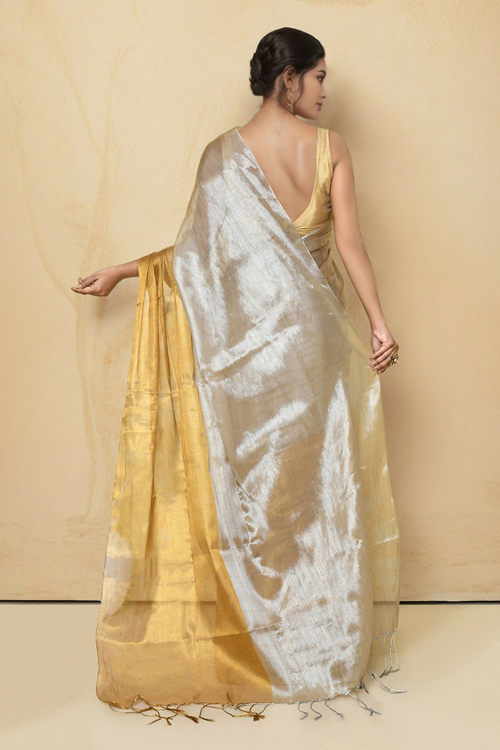 Joban Fashion Light Beige Tissue Saree - Distacart