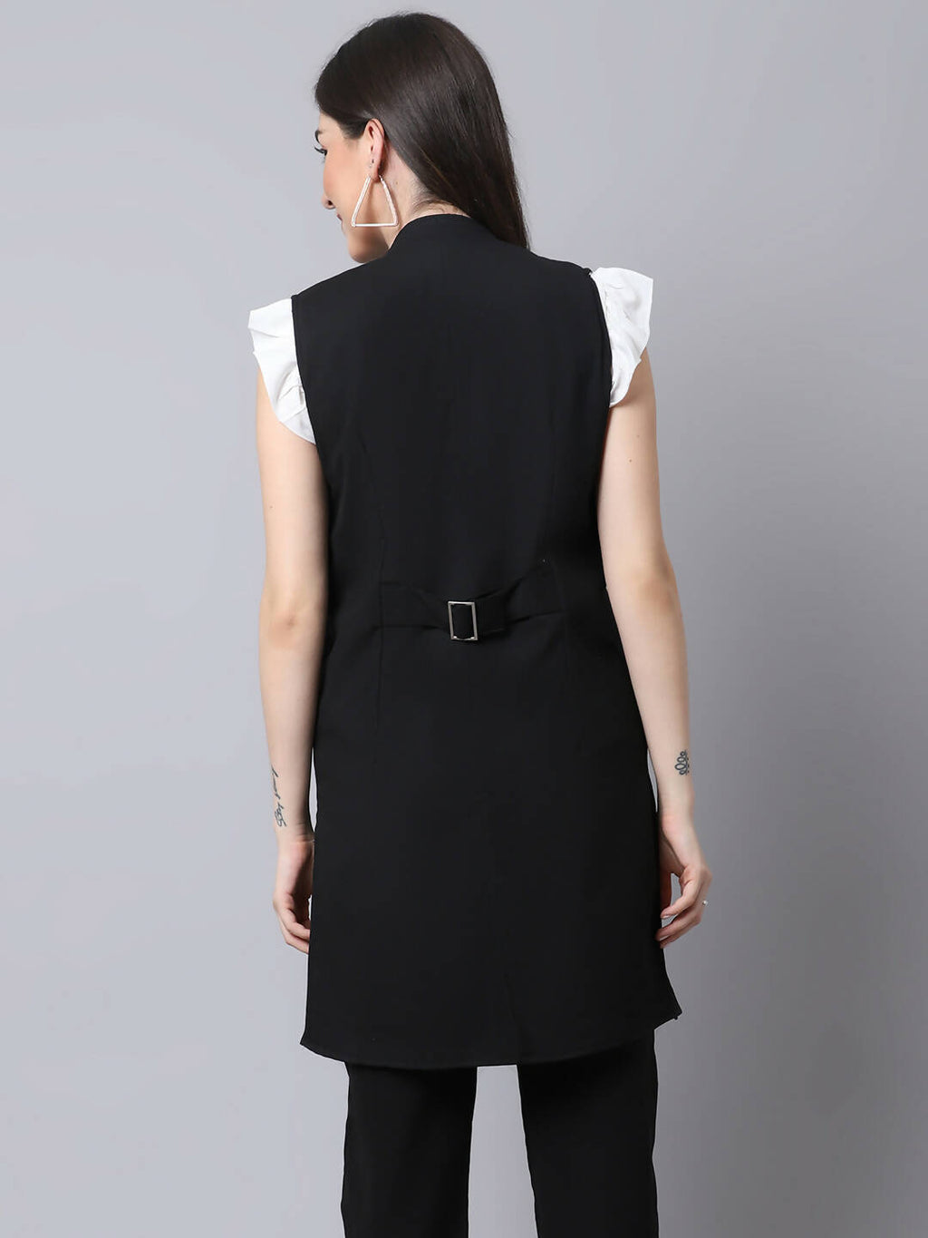 Even Apparels Black Polywool Open Front Women's Long Coat PW668 - Distacart