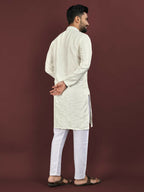 Anaita White Embroidered Silk Straight Kurta