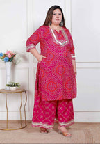 Miravan Plus Size Women'S Embellished Ethnic Cotton Kurta With Palazzo - Distacart