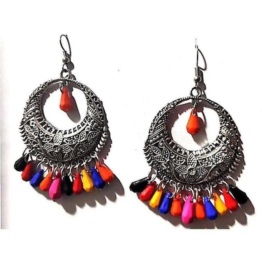 Latest Fashion Party Wear Chandbali Oxidized Silver Earrings