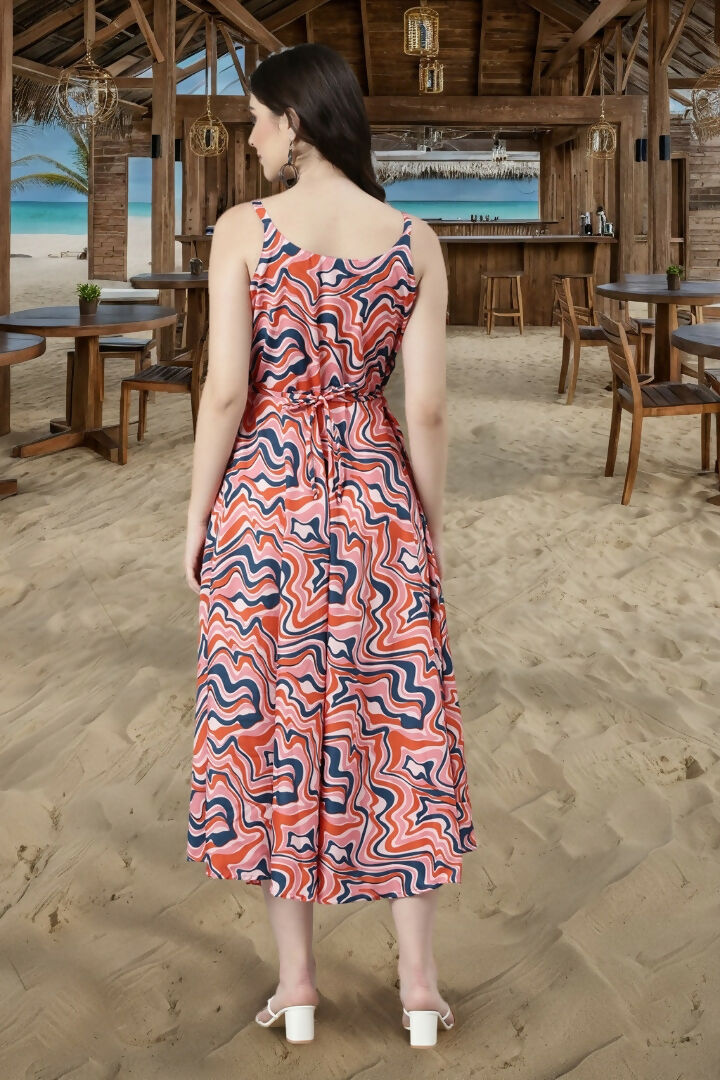 Souchii Multicolour Abstract Print Fit & Flare Midi Dress