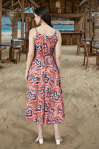 Souchii Multicolour Abstract Print Fit & Flare Midi Dress