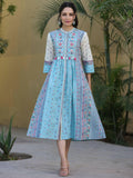 Juniper Women's Skyblue Cambric Printed Flared Dress - Distacart