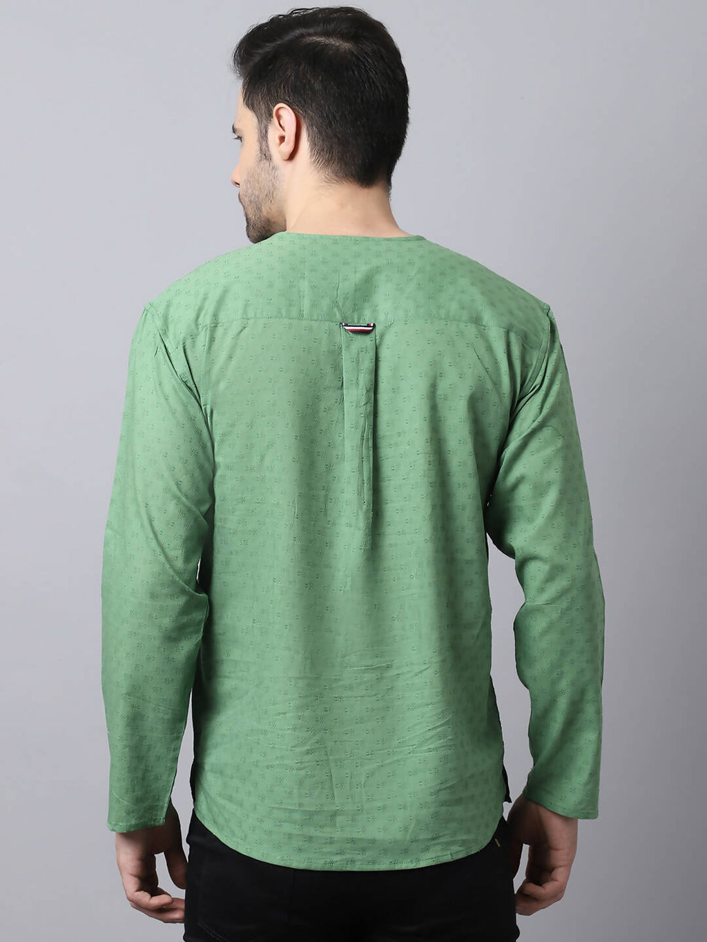 Even Apparels Green Pure Cotton Round Neck Slit Men's Kurta - Distacart