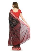Vamika Sambalpuri Ikat Cotton Dehabandha Tribal Maroon & Orange Saree - Distacart