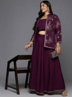 Ahalyaa Women's Traditional Wear Co-ords - Burgundy - Distacart
