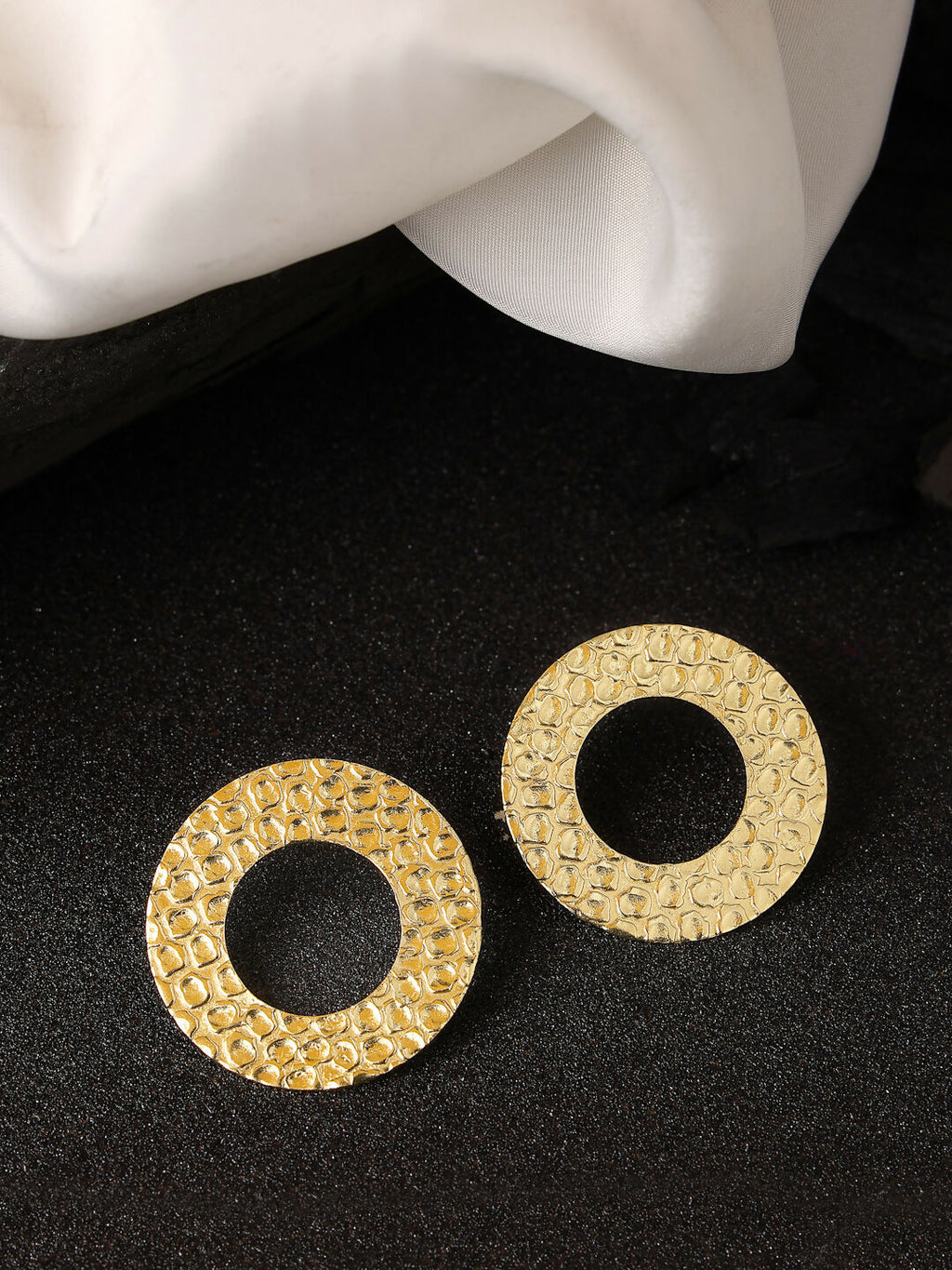 NVR Women Gold-Plated Cut Out Circle Drop Earrings - Distacart