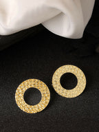 NVR Women Gold-Plated Cut Out Circle Drop Earrings - Distacart