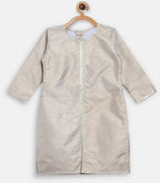 Ahalyaa Poly Silk Gold Printed Straight Kids Kurta With Palazzo For Girls