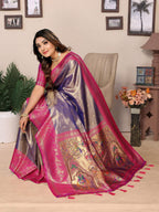 Aastha Fashion Purple Tissue Silk Weaving Saree - Distacart