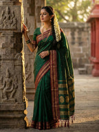 Shree Shyam Fashion Green Cotton Saree - Distacart