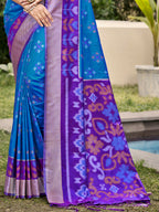 Shree Shyam Fashion Pochampalli Silk Blue Saree - Distacart