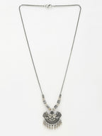 NVR Women's Silver-Toned Peacock Design Pendant with Chain