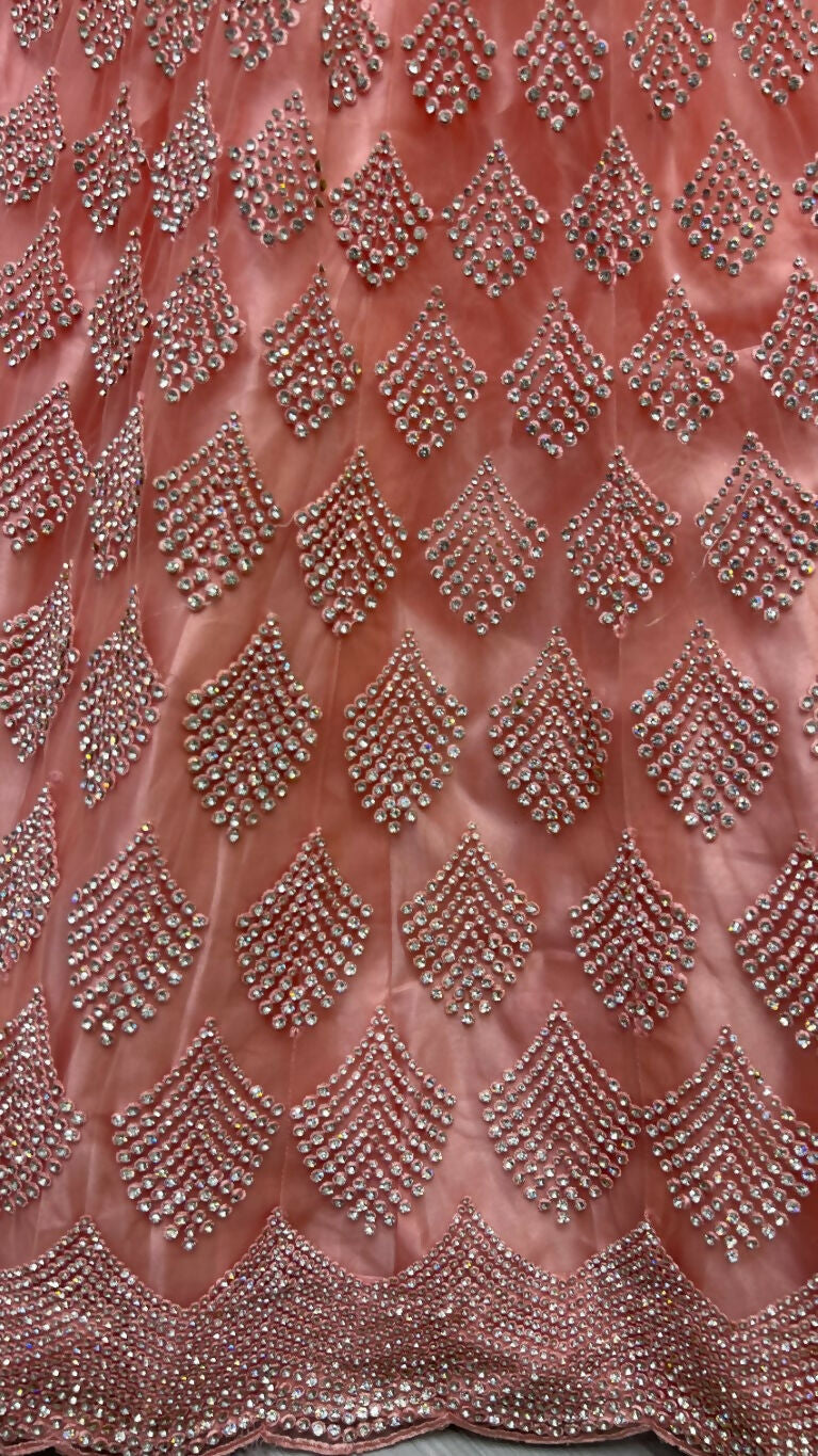 Jyoti Fashion Women's Pink Bridal Net Fancy Dori & Multi Thread Embroidered with Zircon Diamond Work Wedding Lehenga Choli