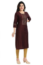 Snehal Creations Beautiful Brown Cotton Silk Designer Long Kurti Tunic With Sequines Embroidery - Distacart
