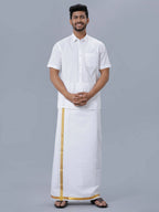 Ramraj Cotton Mens Half Sleeve Formal Poly Cotton White Shirt