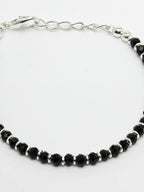 NVR Women Silver-Toned Black Brass Rhodium-Plated Link Bracelet - Distacart