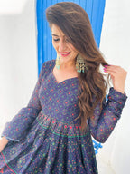 Partywear Designer Blue Chanderi Suit - Anbazaar - Distacart