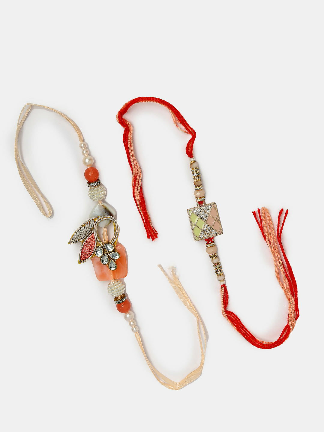 NVR Men Set of 2 Multicolor Stone-Studded Rakhi With Roli Chawal & Chocolate - Distacart