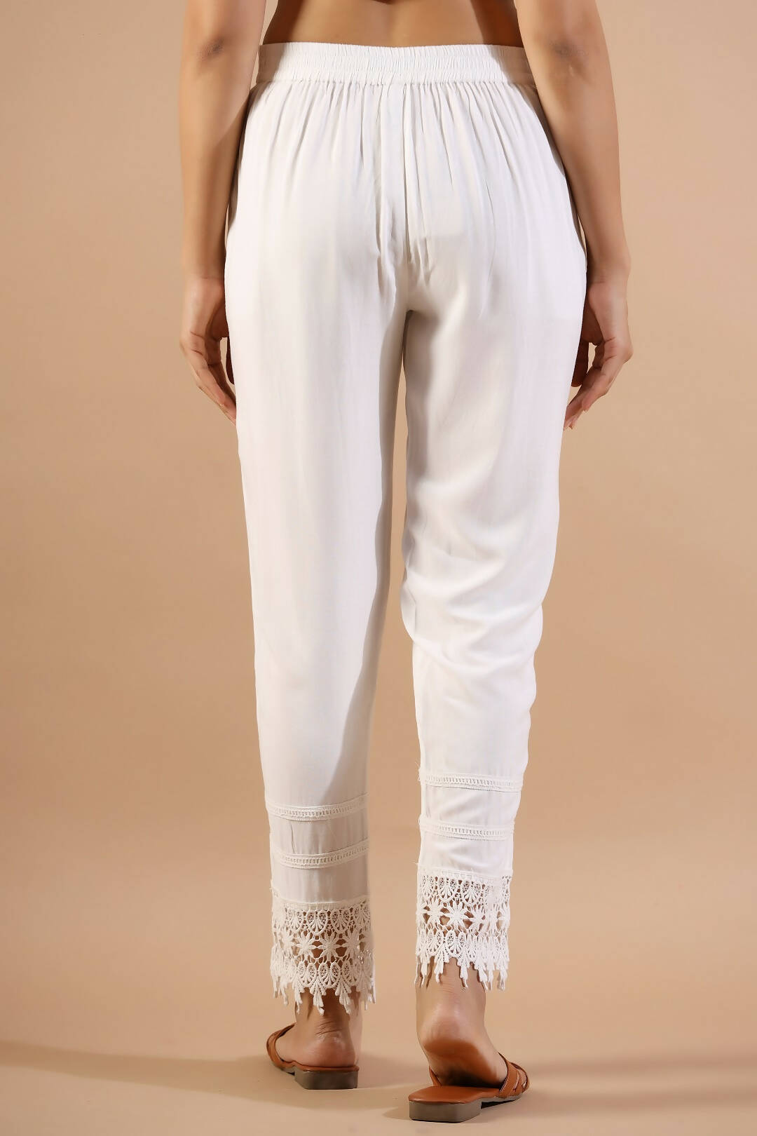 Juniper Women's White Rayon Solid Straight Pant - Distacart