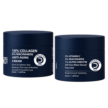 Dermistry Collagen Anti Aging Skin Tightening Aging Wrinkles Cream & Vitamin C Niacinamide Day NightOil Free Water Based Face Gel