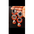 Muskan Fancy Oxidized Mirror Jhumki Earrings