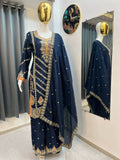 Teeya Creation Blue Color Chinon Silk Party Wear Trending Palazzo Set - Distacart