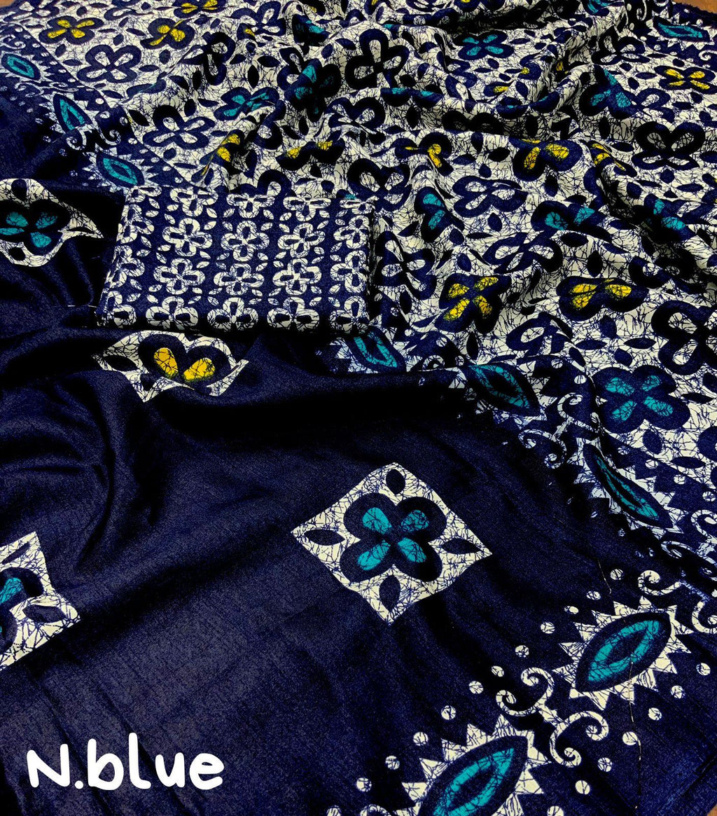 Blue Silk Blend Ethnic Motifs Saree with Unstitched Blouse - A2M