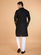 Vastranavya Black Exclusive Festival Wear Viscose Silk Thread & Sequence Embroidered Work Kurta