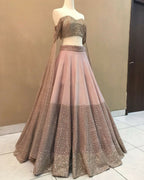 Jyoti Fashion Dusty Rose Pink Dori with Zari Thread Sequence Embroidery Cotton Silk Lehenga Choli with Dupatta