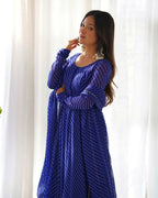Joban Fashion Royal Blue Kurta Set Georgette Sequence Embroidery Work - Distacart