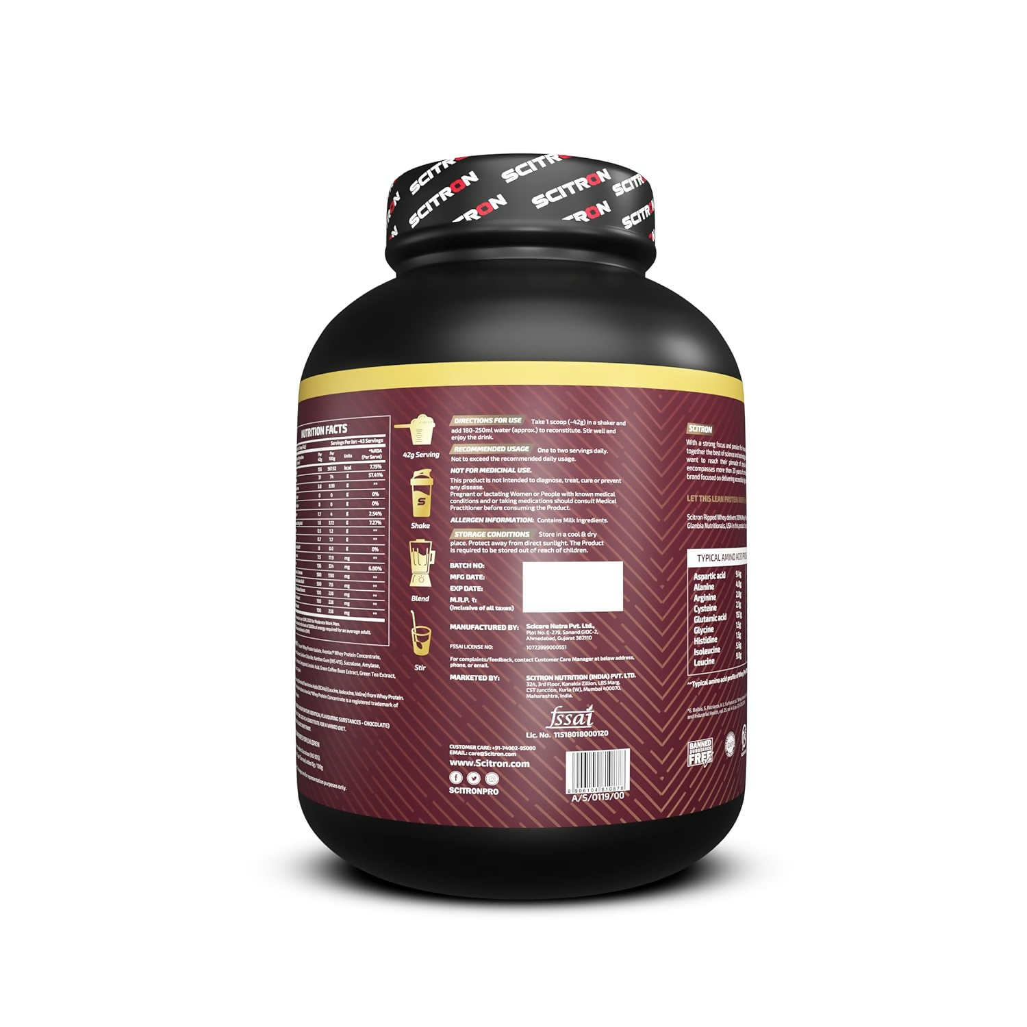 Scitron Ripped Whey Protein Powder Flavor Chocolate Fudge Brownie - Distacart