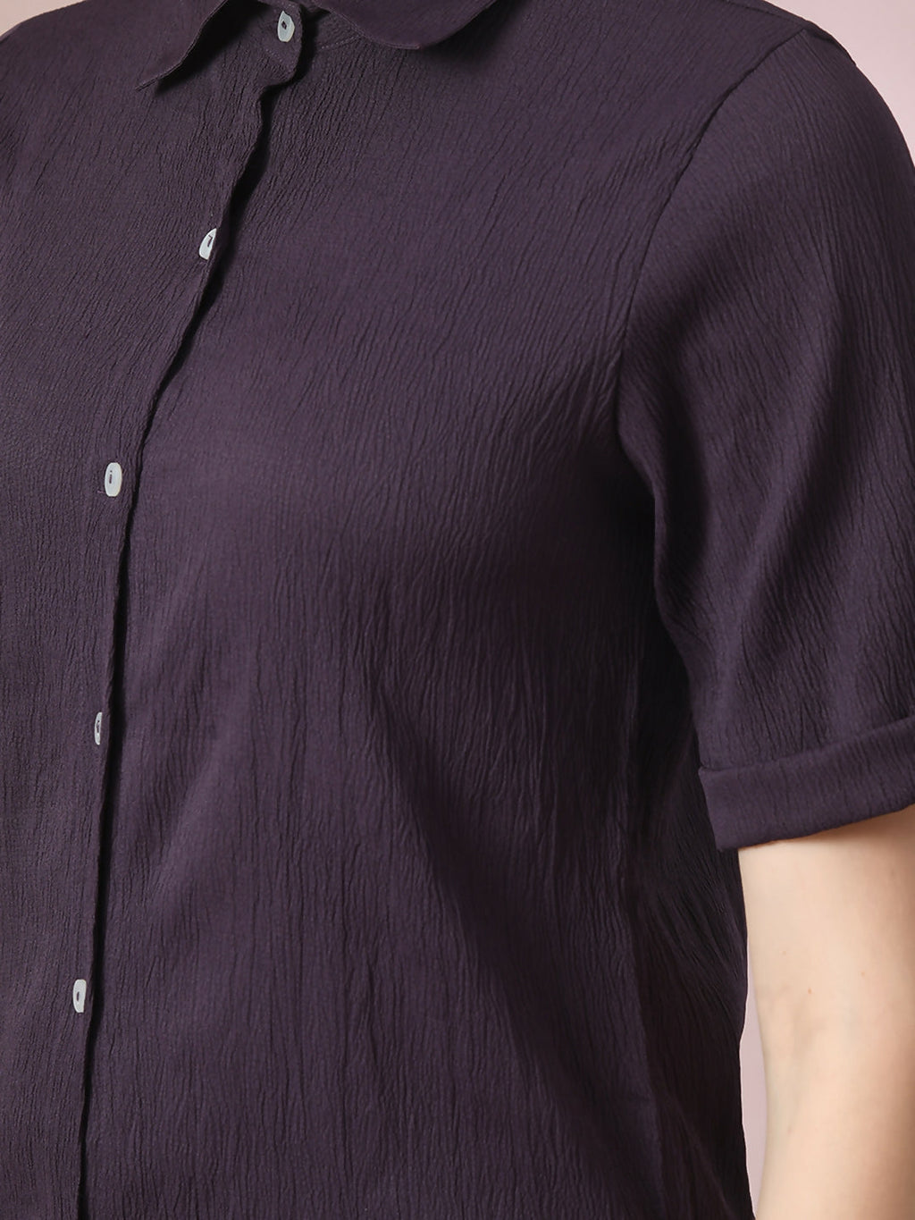 Myshka Women's Violet Solid Regular Fit Shirt
