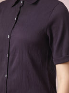Myshka Women's Violet Solid Regular Fit Shirt