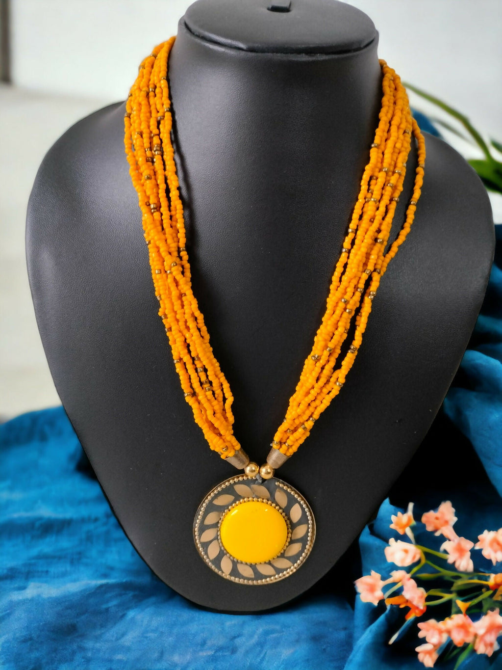 Inhanns Everyday Statement Beaded Pendant Necklace - Yellow