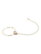 Gold Plated White Kundan Studded Nose Pin With Beaded Extension - Ruby Raang - Distacart