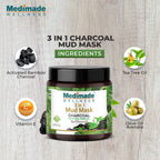Medimade Wellness 3 in 1 Mud Mask Charcoal with Tea Tree Oil
