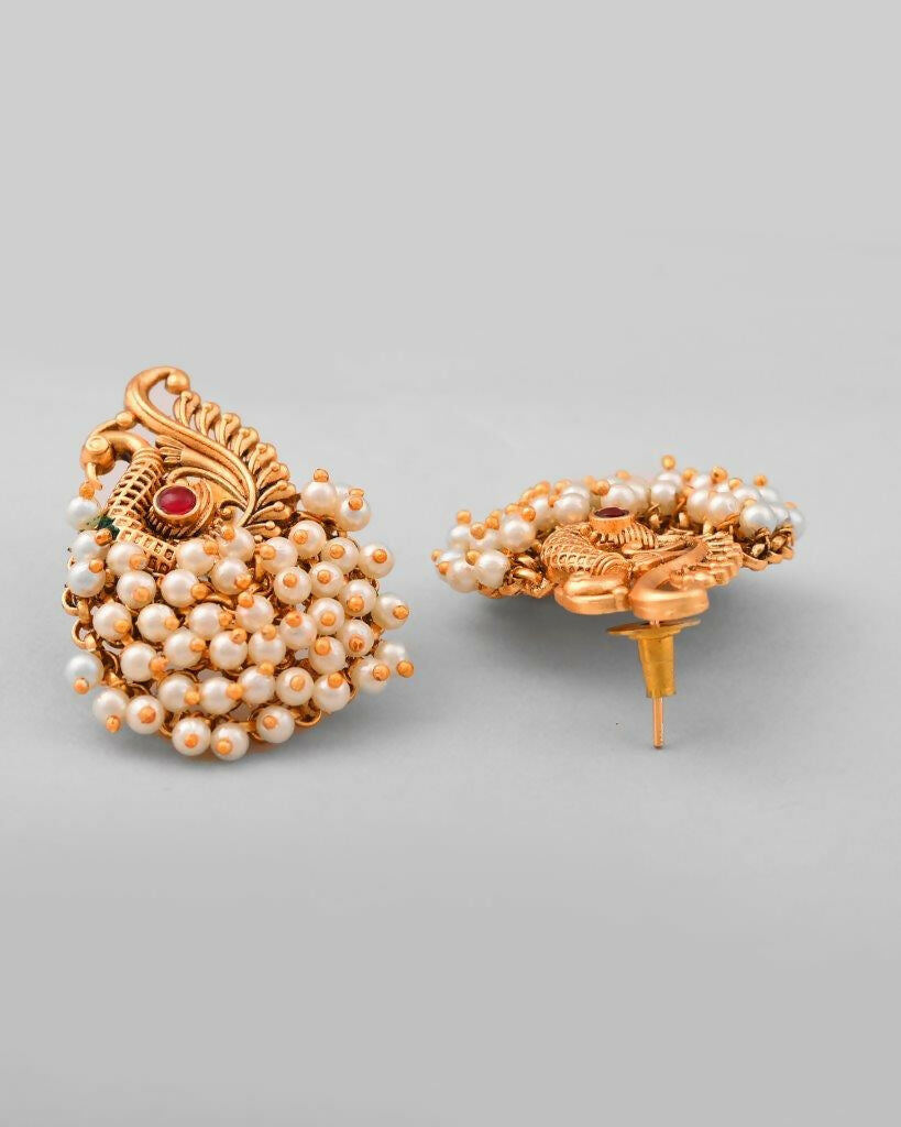 VOJ South Indian Traditional Peacock Shaped Copper Jewellery Set